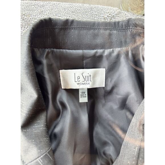 Le Suit 2-Button Evening Blazer Black on Black Metallic Thread Detail Sz 18W - Picture 7 of 11